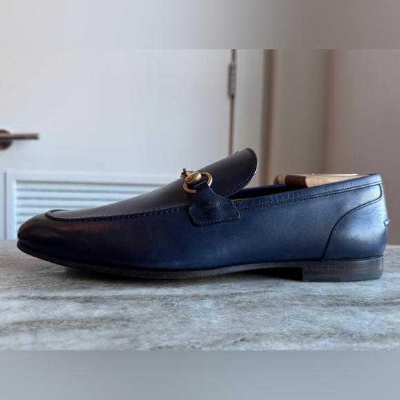 GUCCI Jordaan Horsebit Navy Blue Leather Loafer 10 /10.5  1953 Moccasin $1000 - Picture 3 of 9